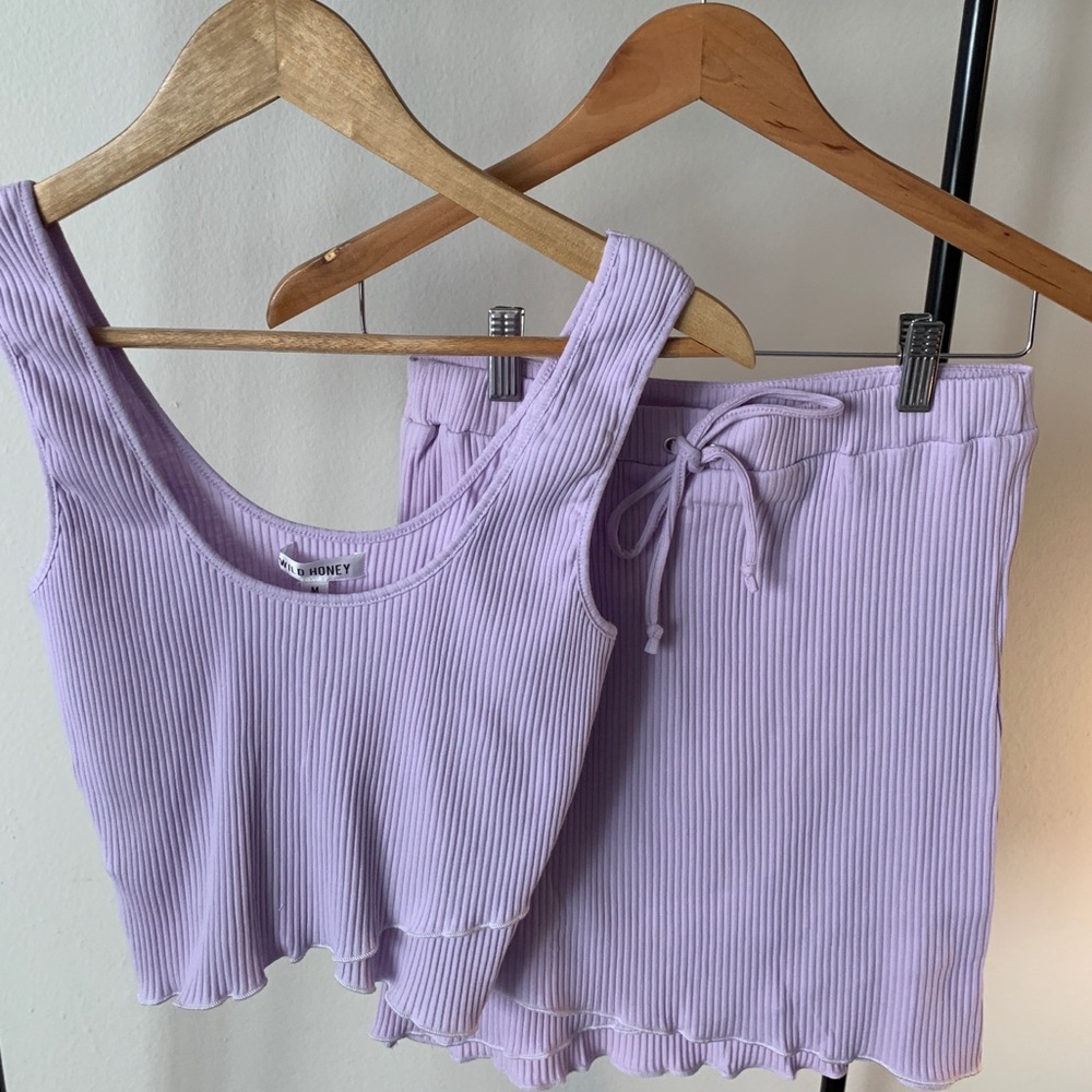 ‘Wild Honey’ Lilac Cropped Tank and Skirt Set, size L